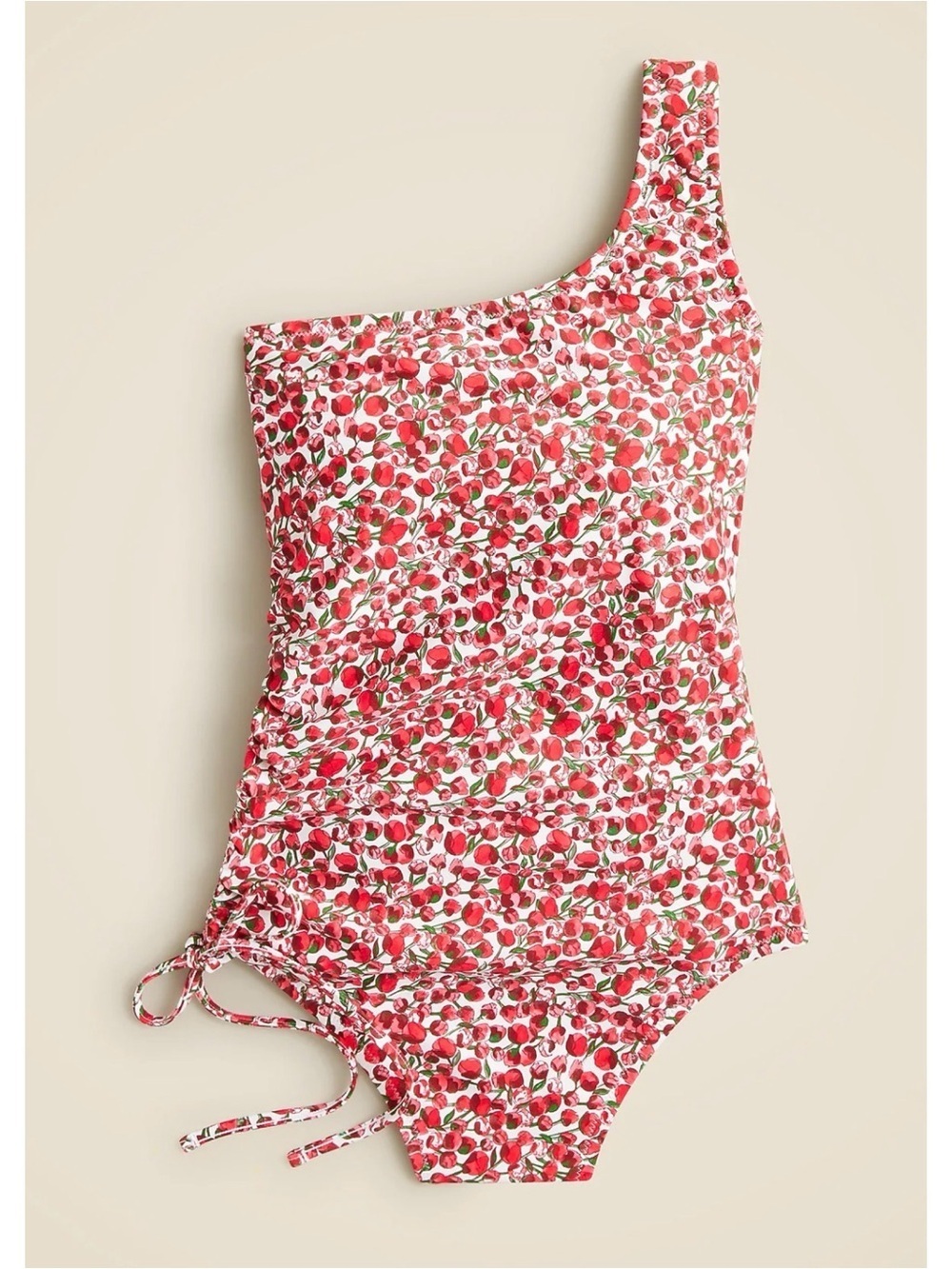 J. Crew Liberty Eliza's Red Floral One-Shoulder One-Piece Swimsuit Size 16